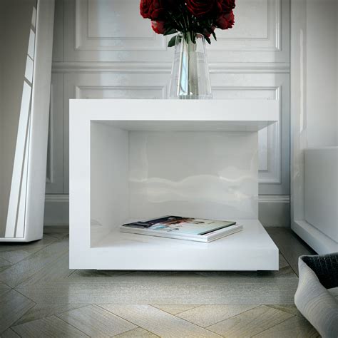 This bedside table is upholstered in white faux leather all the way buy it. Ludlow White Lacquer Bedside Table | Las Vegas Furniture ...
