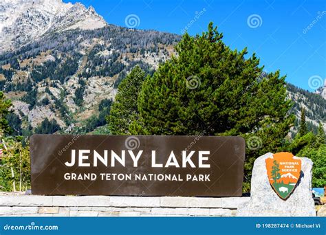 Jenny Lake Sign At Grand Teton National Park With National Park Service