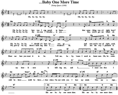 Explore 3 meanings and explanations or write yours. Music Sheet: Hit Me Baby One More Time Piano Sheet Music