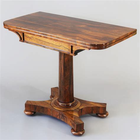 Antique William Iv Rosewood Fold Over Pedestal Tea Table By J Kendell