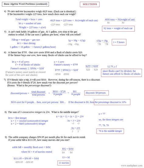 These word problem worksheets are a great resource for helping reinforce math skills. Linear Equation Word Problems With Answers - Tessshebaylo
