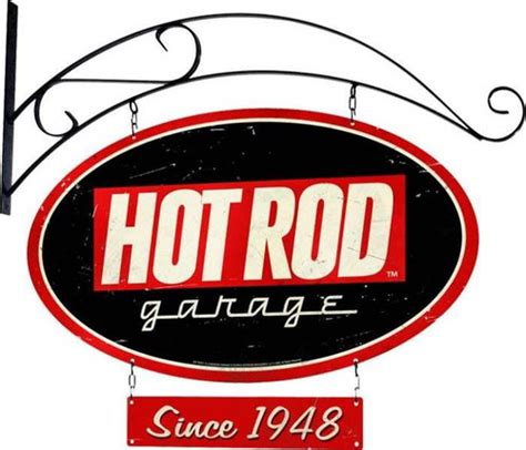Retro Hot Rod Garage Oval Metal Sign 24 X 14 Inches