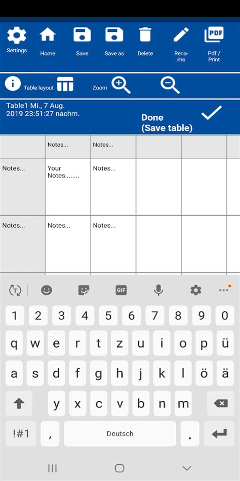 app easytablenotes simple notes  tables timetable weekly plan