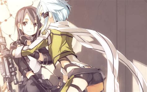 Gun Gale Online, Asada Shino, Blue Hair, Blue Eyes, Anime, Kirigaya