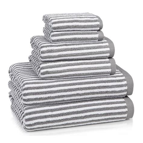 A terry towel in medium thickness that is soft and highly absorbent (weight 500 g/m²).the towel will reach full absorbency after one wash.designer. Bath Towels: (Grey) Linea Turkish Cotton Striped Pattern ...