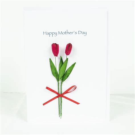 Mothers Daybirthday Card Tulips Flower Bouquet Card By Dribblebuster