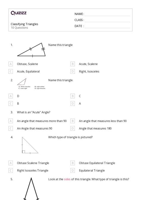 50 Classifying Triangles Worksheets For 7th Grade On Quizizz Free And Printable
