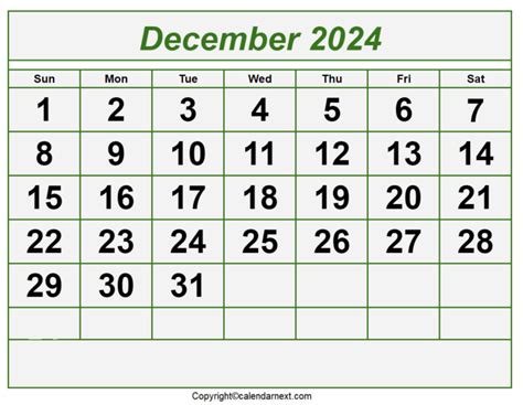 December Calendar 2024 With Notes Calendar Next
