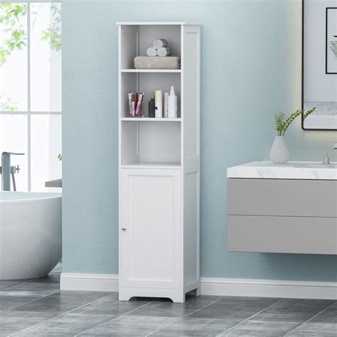 Contemporary Free Standing Linen Tower Storage Bathroom Cabinet Nh49