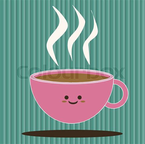 Smiling Coffee Cup Cute Cartoon Illustration Stock Vector Colourbox