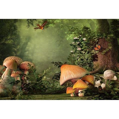 Fantasy Forest Photo Booth Backdrop With Mushroom And Stump Magic Fairy