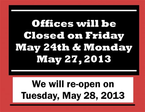 Our offices will be closed Friday + Monday for #MemorialDay weekend! #