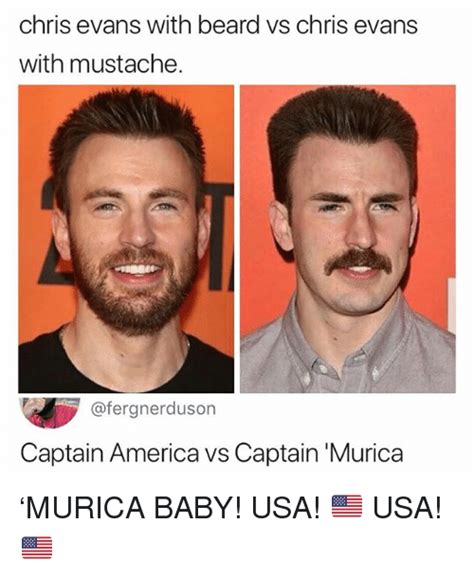 Chris Evans With Beard Vs Chris Evans With Mustache Captain America Vs