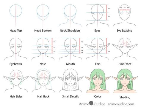How To Draw An Anime Elf Girl Step By Step Animeoutline Emoji Drawing