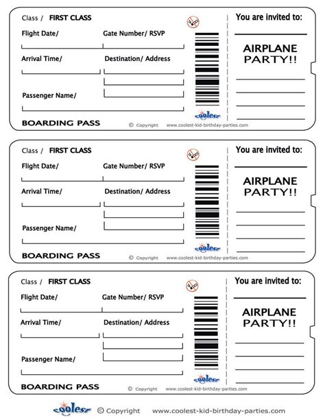 Printable Airplane Boarding Pass Invitations Boarding Pass Invitation Boarding Pass Template