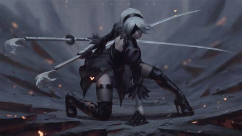 3840x2160 2b Nier Automata Artworks 4k Hd 4k Wallpapers Images Backgrounds Photos And Pictures