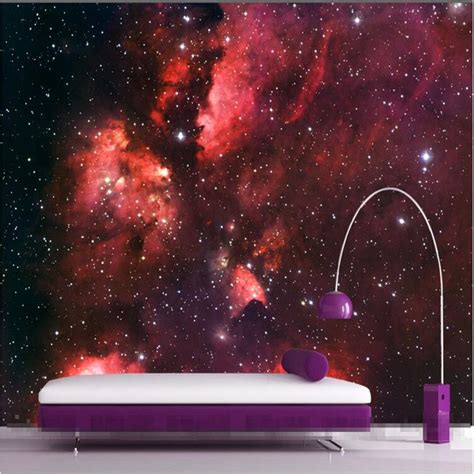 Mural Wallpaper For Living Room Red Star Cosmos Constellation Wall