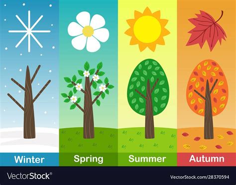 Four Seasons Banners With Trees Vector Illustration Eps Download A