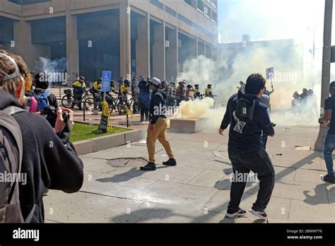 Tear Gas Is Used By Cleveland Police To Disperse Protesters Outside The