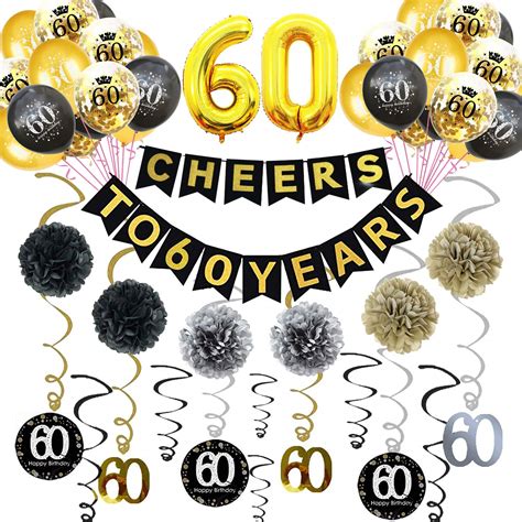 Buy Trgowaul 60th Birthday Party Decorations Kit Gold Glittery Cheers