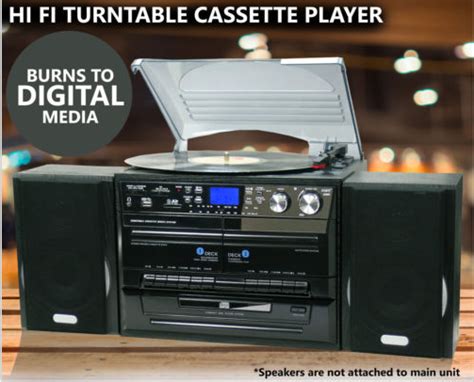 Stereo System Turntable Vinyl Record Player Usb Cd Mp3 W Dual Cassette