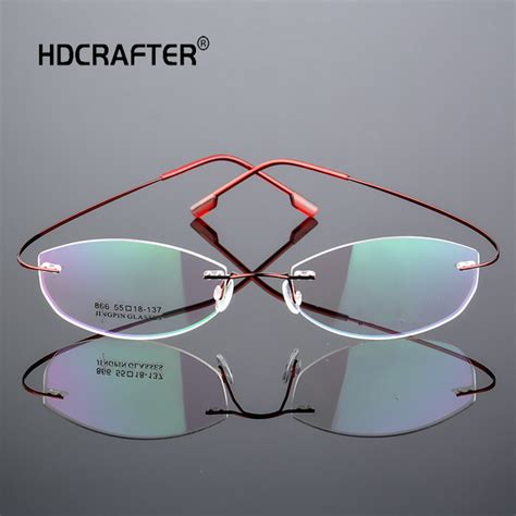 ultralight titanium alloy rimless women s optical glasses myopia glasses frame ebay