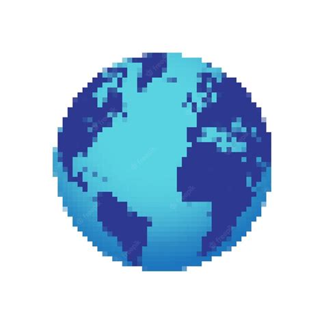 Premium Vector Pixel Art Earth Globe Icon