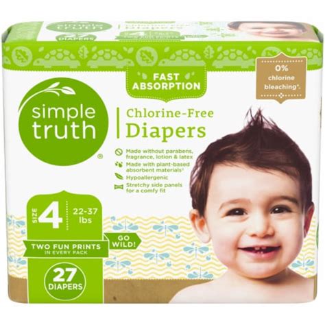 Simple Truth Chlorine Free Baby Diapers Size 4 22 37 Lbs 27 Count