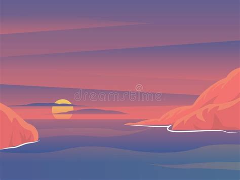 Landscape Background Evening Or Morning View Cartoon Vector