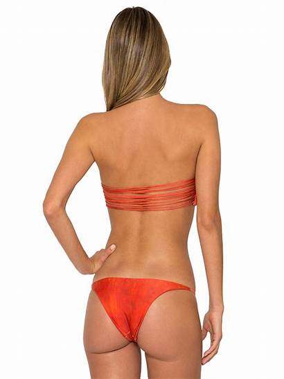 Bikini Bandeau Seamless Strap Multi Orange Detailed