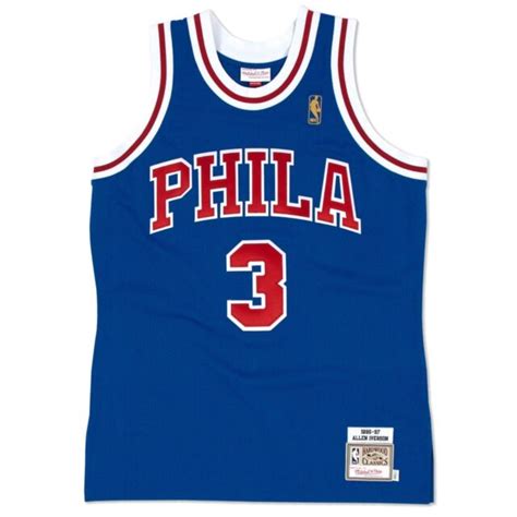 Philadelphia 76ers Allen Iverson Mitchell And Ness Blue 1996 97 Authentic