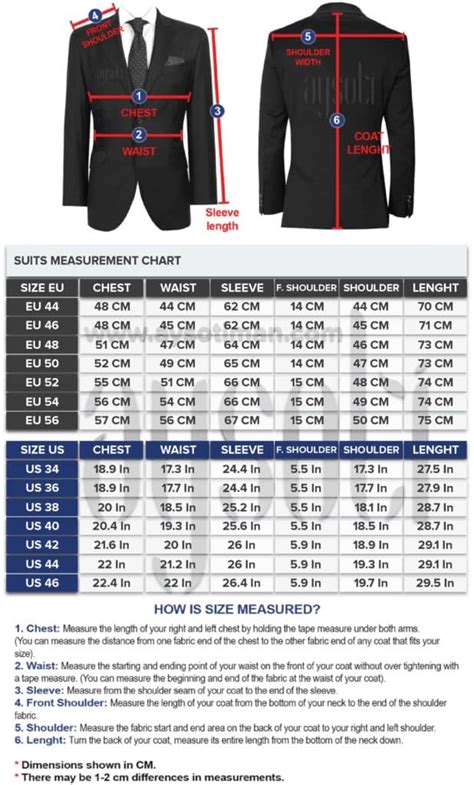 Slim Fit Suit Size Chart Tr