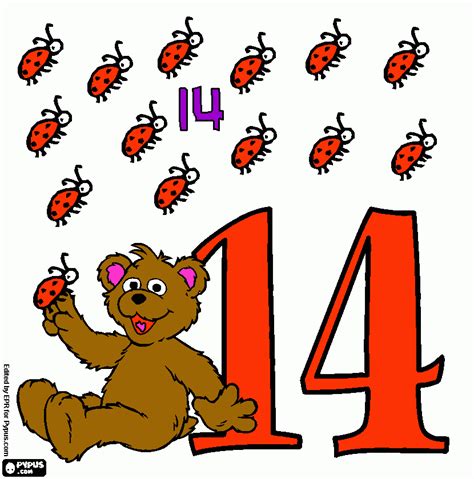 Number 14 Coloring Page Printable Number 14