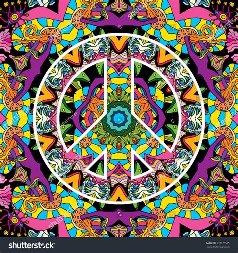 Psychedelic Peace Symbol Seamless Texture On เวกเตอร์สต็อก ปลอดค่า