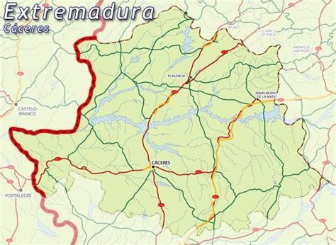Mapa De La Provincia De Caceres Carreteras Mapa Lineas