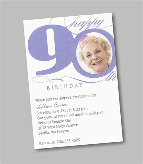 90th Birthday Invitations Free Birthdaybuzz