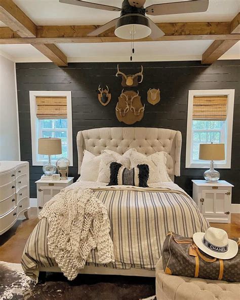Antlers On A Black Shiplap Accent Wall Soul And Lane