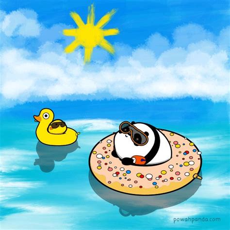 Powah Panda Summer Summer Ocean Sun Animated  Panda Float Duck