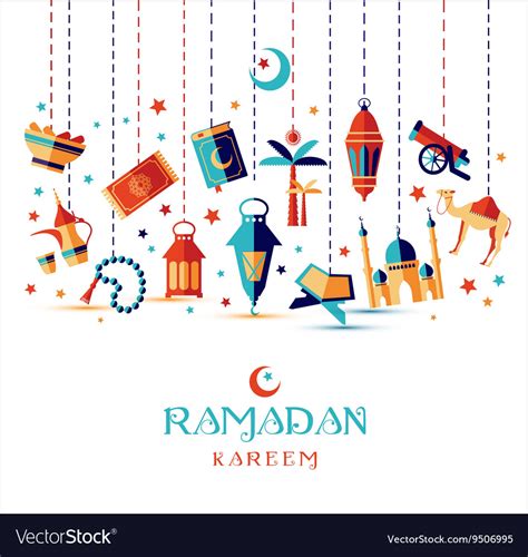 Ramadan Kareem Icons Set Royalty Free Vector Image