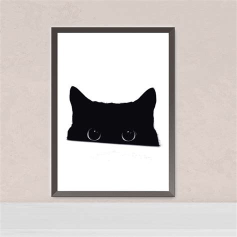 Black Cat Print Cats Wall Art Playful Cat Prints Crazy Cat Etsy