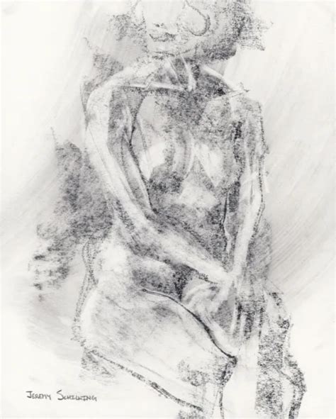 Female Nude Figure Original Graphite Drawing Naked Woman Artwork Classy My XXX Hot Girl