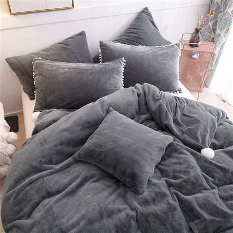 The Softy Pom Pom Gray Bed Set Gray Bed Set Bedding Sets Grey Bedding