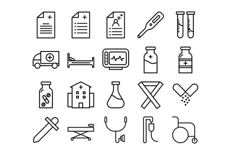 Medical Equipment Hospital Medicine Icon Set Lines With Editable