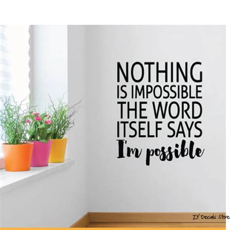 Nothing Is Impossible Quotes Wall Decals Inspirational Positive Quotes