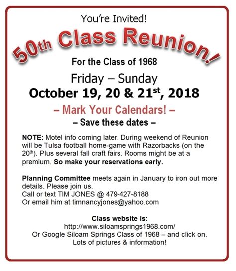 Announcements For High School Reunions