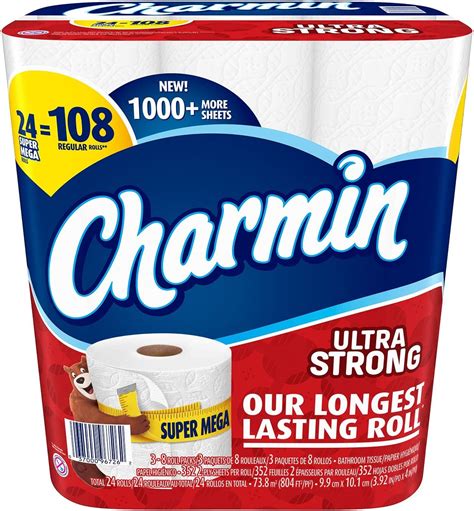 24 Rolls Charmin Ultra Strong Super Mega Tissue Toilet Paper Wipes