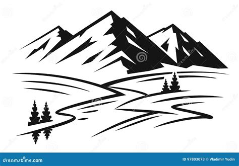 Mountain And Landscape Vector Stock Vector Illustration Of Drawing