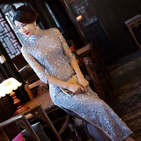 Buy New Chinese Style Cheongsam Lady Sexy Long Cheongsam Embroidery Elegant