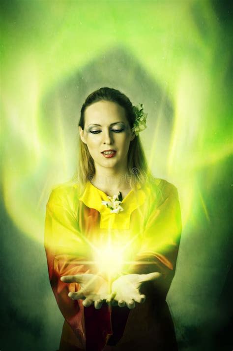 Young Woman Elf Or Witch Making Magic Stock Photo Image Of Lamia