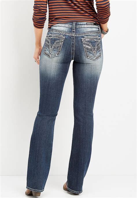 Vigoss Embellished Pocket Dark Wash Bootcut Jean Bootcut Jeans